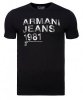 T-shirt Armani Jeans logo koszulka męska czarna bawełniana z nadrukiem